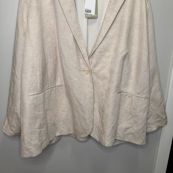 H&M+ Linen-blend Jacket Size 4XL NWT Minimalist Neutral Preppy Travel - Picture 4 of 11